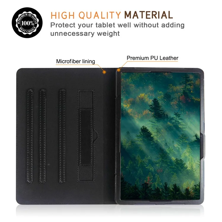 Para Samsung Galaxy Tab S7 T870 T875 / Tab S8 / Tab S9 X710 / Tab S9 FE X510 Funda Giratoria de Pie Cubierta de Tableta de Cuero - Negro