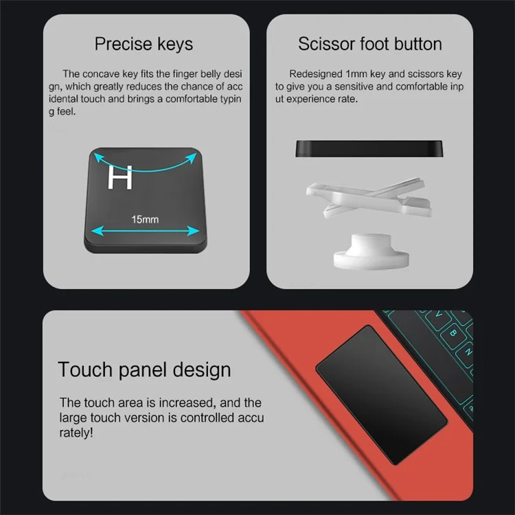 Für iPad 10.9 (2022) Lederhülle + Bluetooth-Tastatur mit Hintergrundbeleuchtung Trackpad - Rot