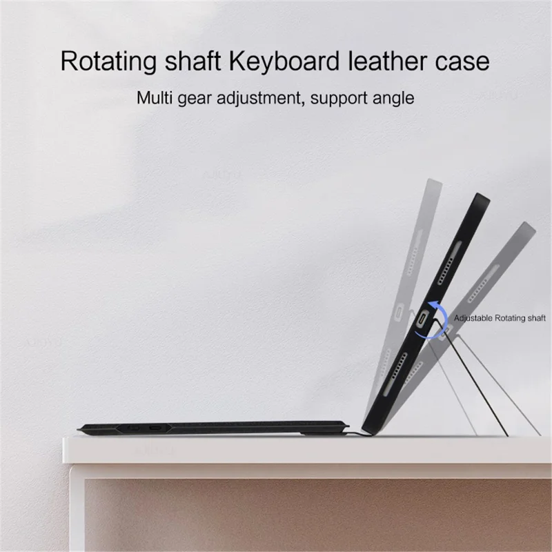 For iPad (2025) / 10.9 (2022) Leather Case + Bluetooth-Compatible Keyboard with Backlight Trackpad - Black