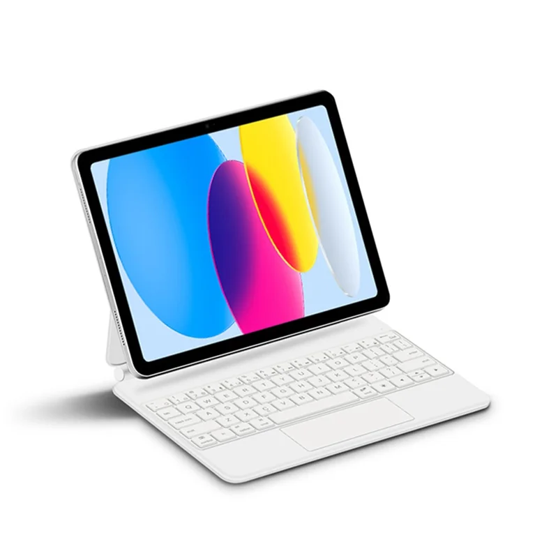 Voor iPad (2025) / 10.9 (2022) Magnetische Zwevende Bluetooth-compatibele Toetsenbord + Lederen Tablet Hoes - Wit