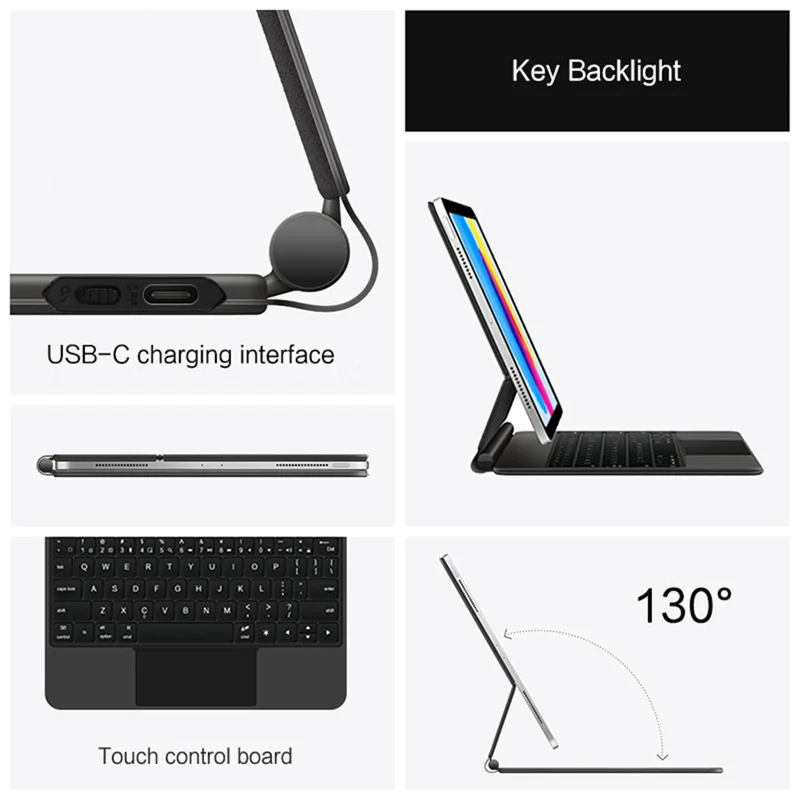 Voor iPad (2025) / 10.9 (2022) Magnetische Zwevende Bluetooth-compatibele Toetsenbord + Lederen Tablet Hoes - Wit