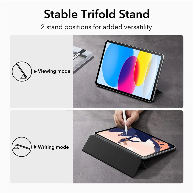 ESR 1B187 Rebound Magnetic Series for iPad (2025) / 10.9 (2022) Leather Case Stand Tablet Cover - Grey