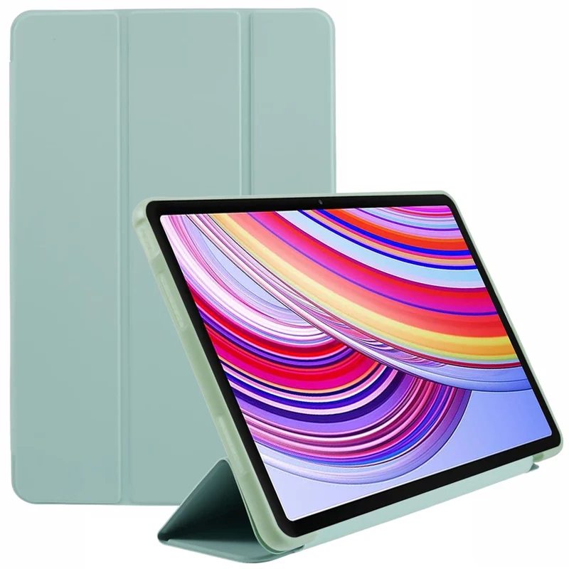 Para Xiaomi Redmi Pad Pro / Redmi Pad Pro 5G / Poco Pad Case PU Leather+Silicone Tri-Fold Stand Pro / Poco Padtective Cover - Verde Claro