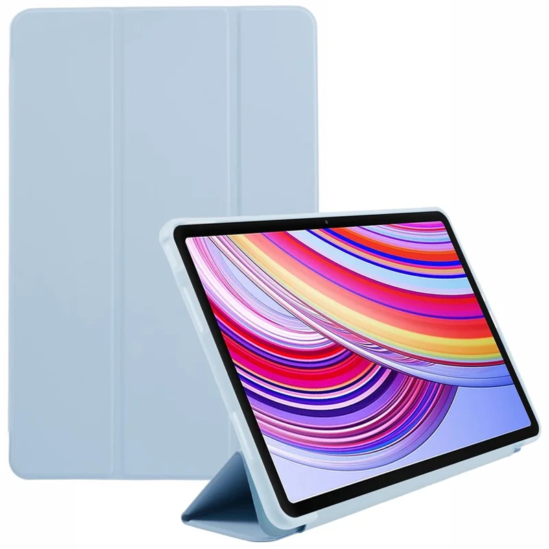 For Xiaomi Redmi Pad Pro / Redmi Pad Pro 5G / Poco Pad Case PU Leather+Silicone Tri-Fold Stand Pro / Poco Padtective Cover - Baby Blue