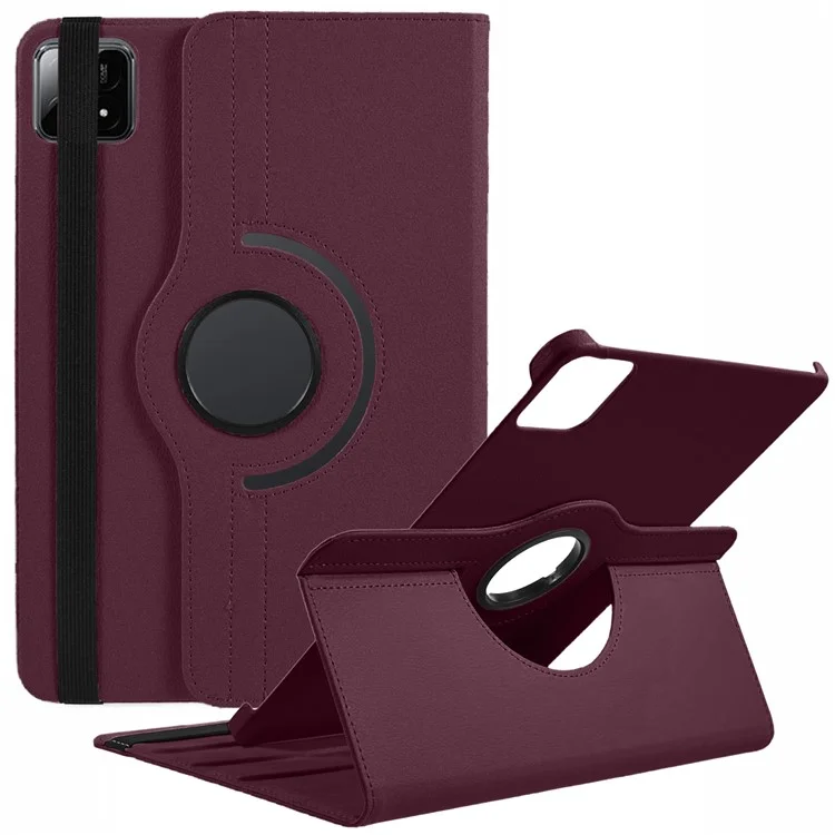 Para Xiaomi Pad 6S Pro 12.4 Capa Suporte Rotativo de Couro PU + PC Capa de Tablet com Banda Elástica - Roxo