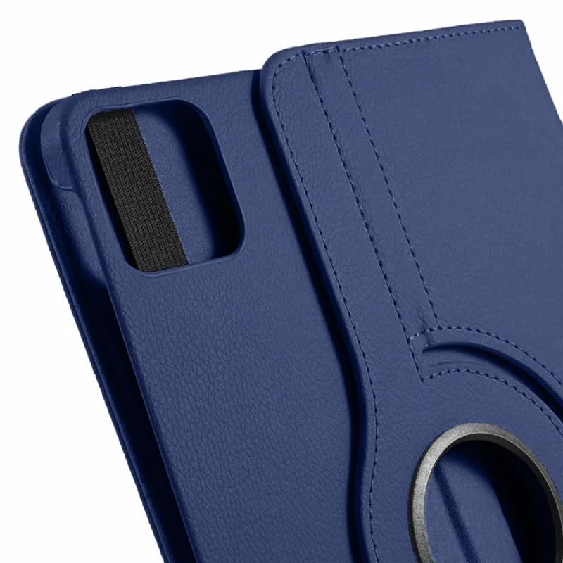 For Xiaomi Pad 6S Pro 12.4 Case Rotating Stand PU Leather+PC Tablet Cover with Elastic Band - Dark Blue