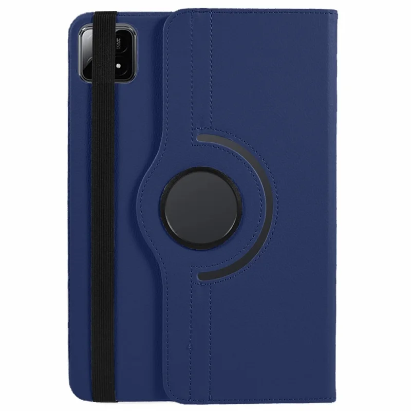 For Xiaomi Pad 6S Pro 12.4 Case Rotating Stand PU Leather+PC Tablet Cover with Elastic Band - Dark Blue