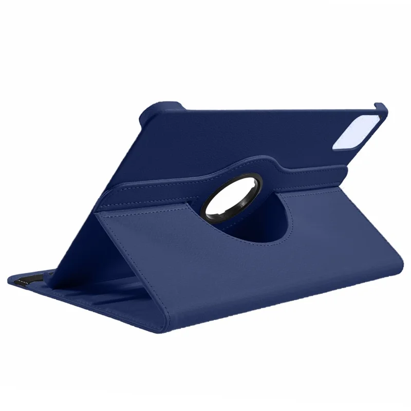 For Xiaomi Pad 6S Pro 12.4 Case Rotating Stand PU Leather+PC Tablet Cover with Elastic Band - Dark Blue
