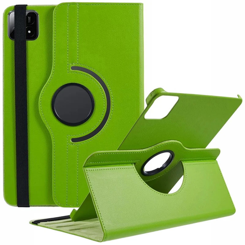 For Xiaomi Pad 6S Pro 12.4 Case Rotating Stand PU Leather+PC Tablet Cover with Elastic Band - Green