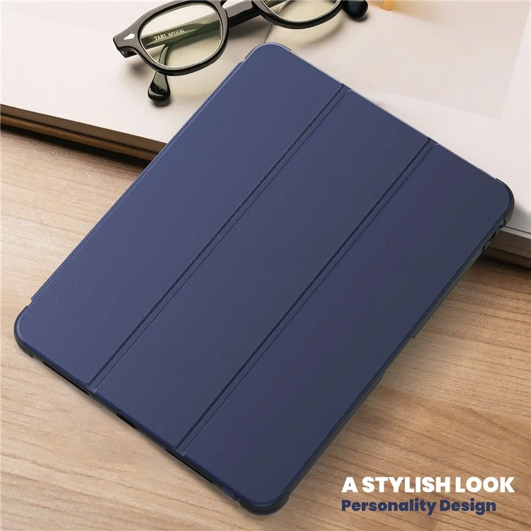 For iPad Pro 11-inch (2018) / (2022) / (2021) / (2020) / Air (2020) / (2022) Case Leather Tablet Cover with Pen Slot - Navy Blue
