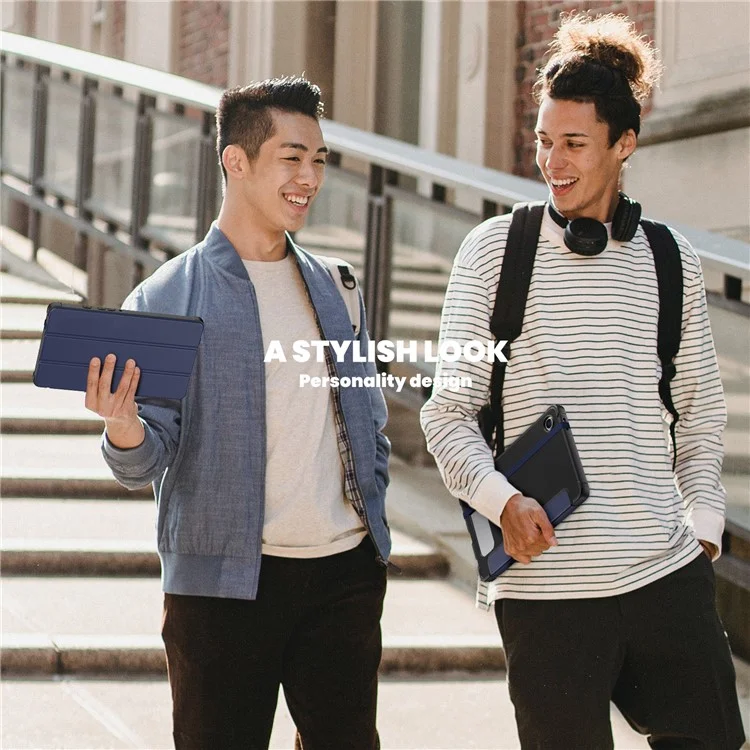 For Samsung Galaxy Tab A9 (SM-X110-X115) Leather Tablet Case Stand Cover with Auto Wake / Sleep - Navy Blue