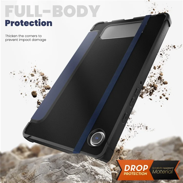 For Samsung Galaxy Tab A9 (SM-X110-X115) Leather Tablet Case Stand Cover with Auto Wake / Sleep - Navy Blue