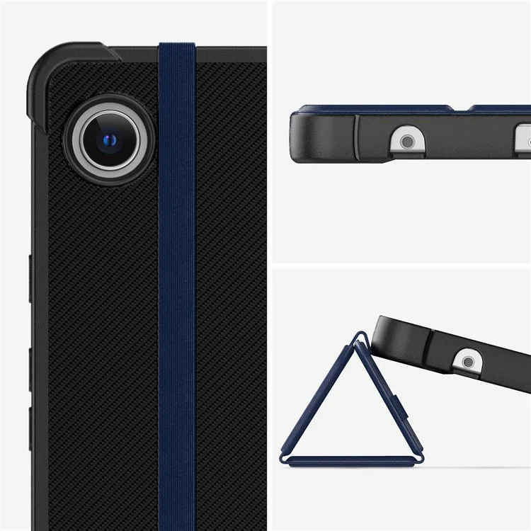 For Samsung Galaxy Tab A9 (SM-X110-X115) Leather Tablet Case Stand Cover with Auto Wake / Sleep - Navy Blue