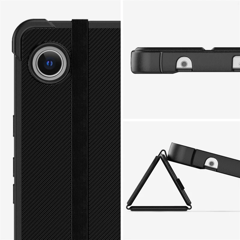Para Samsung Galaxy Tab A9 (SM-X110-X115) Funda de Cuero para Tablet con Soporte y Función de Encendido/Apagado Automático - Negro
