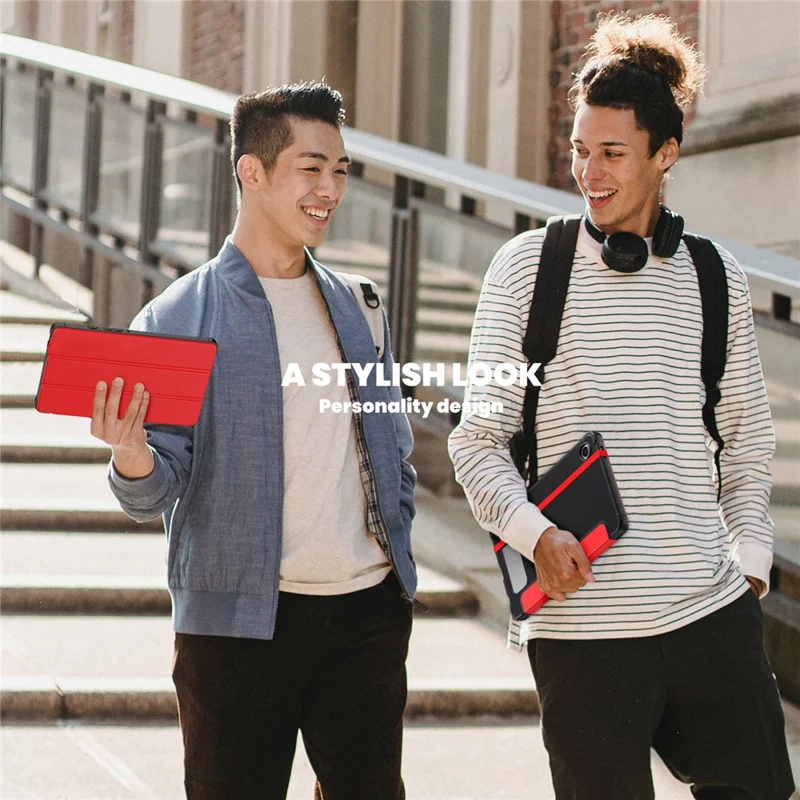 For Samsung Galaxy Tab A9 (SM-X110-X115) Leather Tablet Case Stand Cover with Auto Wake / Sleep - Red