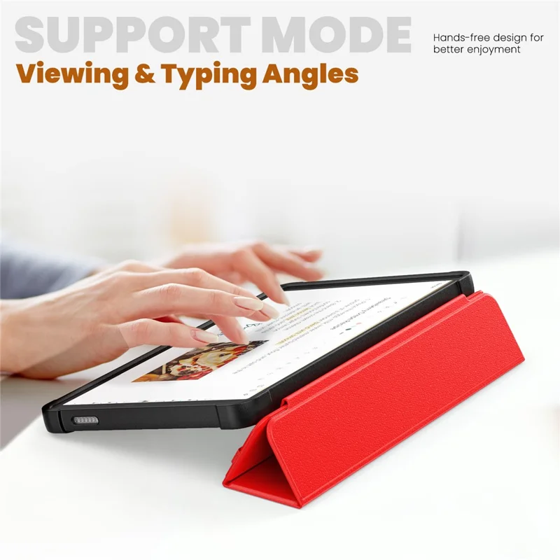 For Samsung Galaxy Tab A9 (SM-X110-X115) Leather Tablet Case Stand Cover with Auto Wake / Sleep - Red