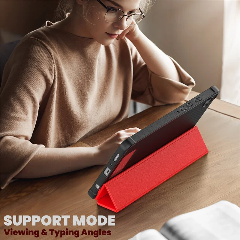 For Samsung Galaxy Tab A9 (SM-X110-X115) Leather Tablet Case Stand Cover with Auto Wake / Sleep - Red