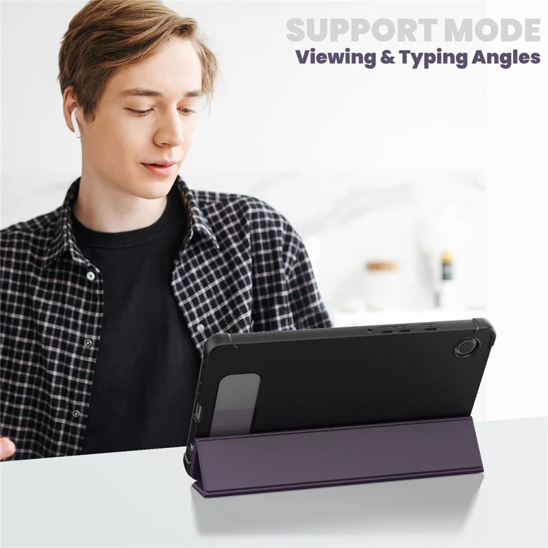 For Samsung Galaxy Tab A9 (SM-X110-X115) Leather Tablet Case Stand Cover with Auto Wake / Sleep - Purple