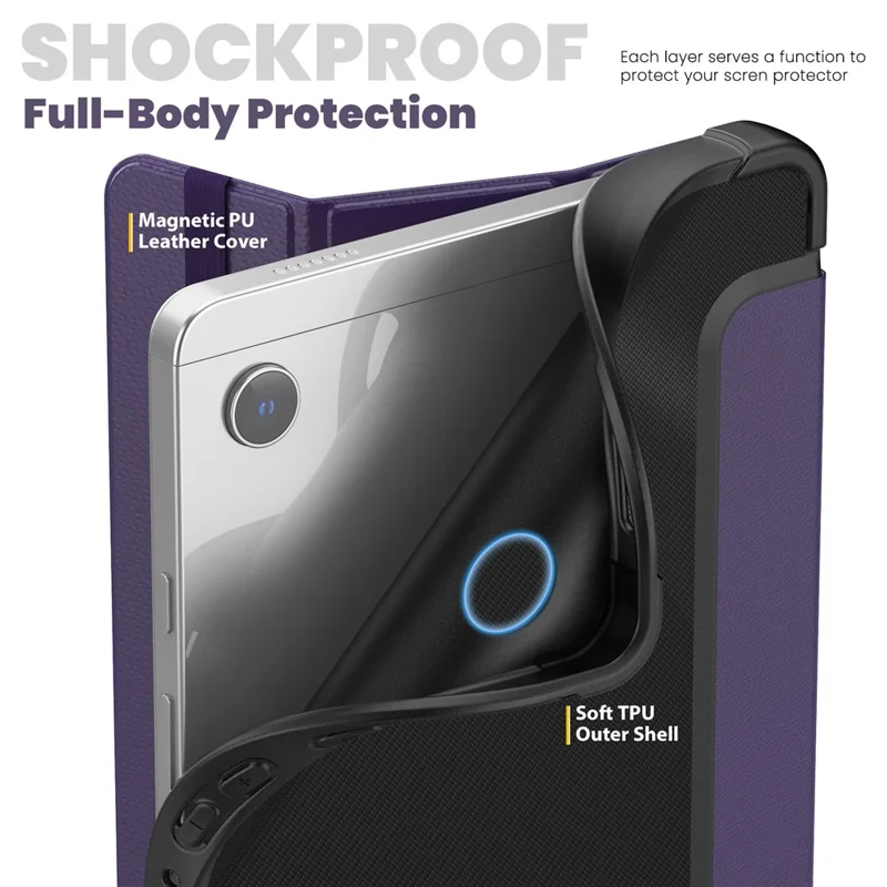 For Samsung Galaxy Tab A9 (SM-X110-X115) Leather Tablet Case Stand Cover with Auto Wake / Sleep - Purple