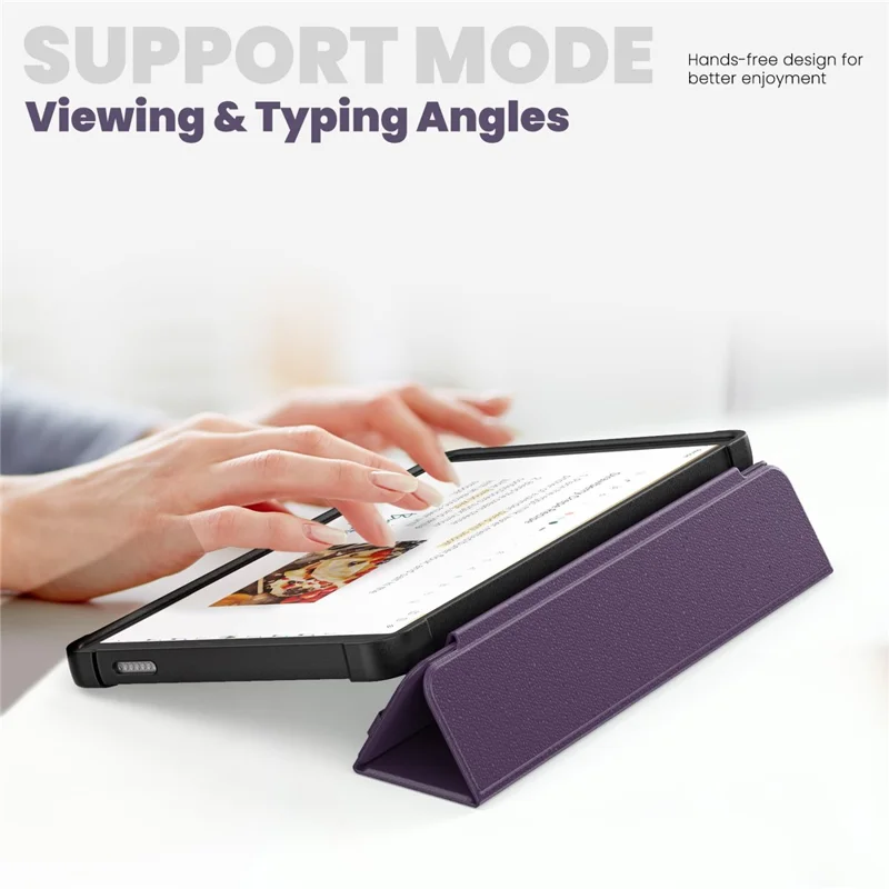 For Samsung Galaxy Tab A9 (SM-X110-X115) Leather Tablet Case Stand Cover with Auto Wake / Sleep - Purple