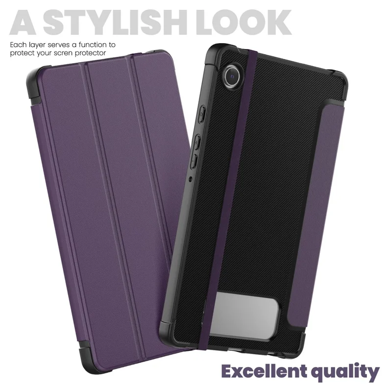 For Samsung Galaxy Tab A9 (SM-X110-X115) Leather Tablet Case Stand Cover with Auto Wake / Sleep - Purple