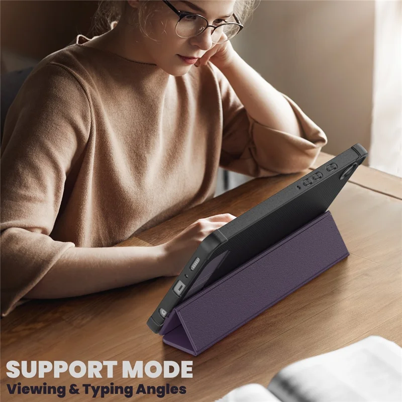 For Samsung Galaxy Tab A9 (SM-X110-X115) Leather Tablet Case Stand Cover with Auto Wake / Sleep - Purple