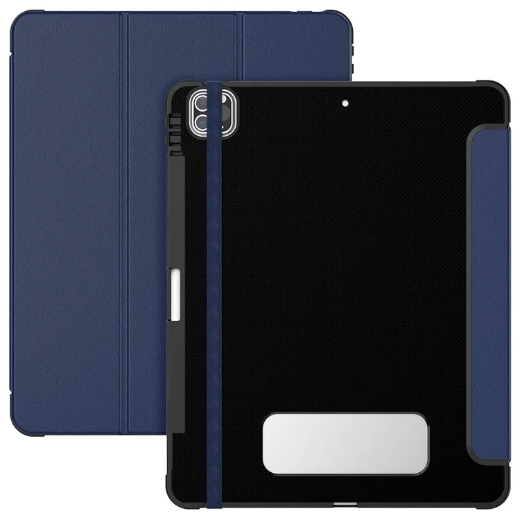 Para iPad Pro 12.9 (2022) / (2021) / (2020) / (2018) Leather Case Dual Mode Stand Smart Tablet Cover - Navy Blue