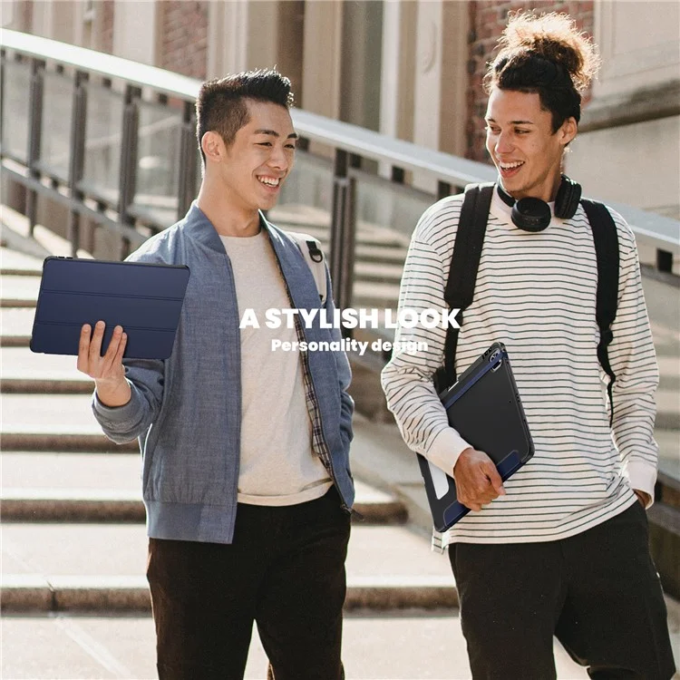Para iPad Pro 12.9 (2022) / (2021) / (2020) / (2018) Leather Case Dual Mode Stand Smart Tablet Cover - Navy Blue