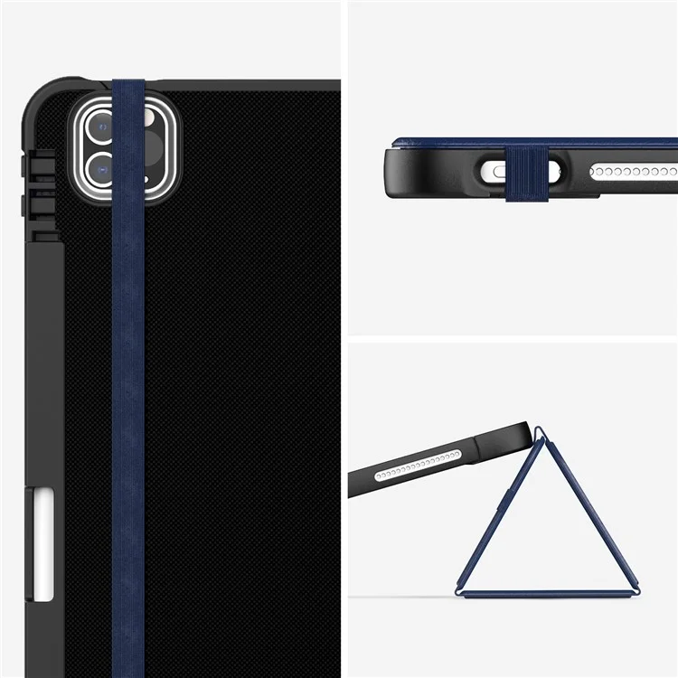 Para iPad Pro 12.9 (2022) / (2021) / (2020) / (2018) Leather Case Dual Mode Stand Smart Tablet Cover - Navy Blue