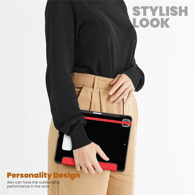 For iPad Pro 12.9 (2022) / (2021) / (2020) / (2018) Leather Case Dual Mode Stand Smart Tablet Cover - Red