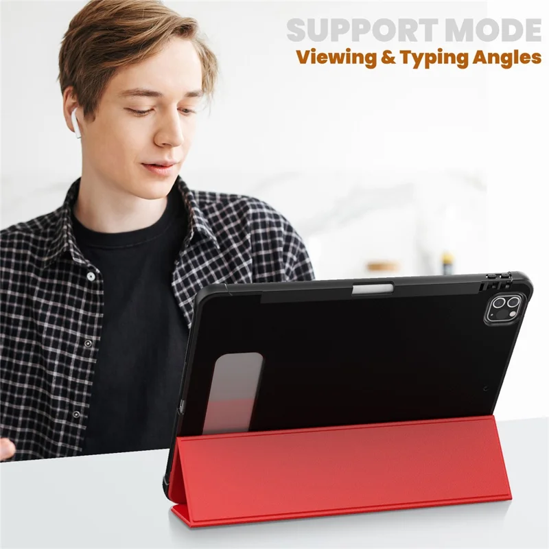 For iPad Pro 12.9 (2022) / (2021) / (2020) / (2018) Leather Case Dual Mode Stand Smart Tablet Cover - Red