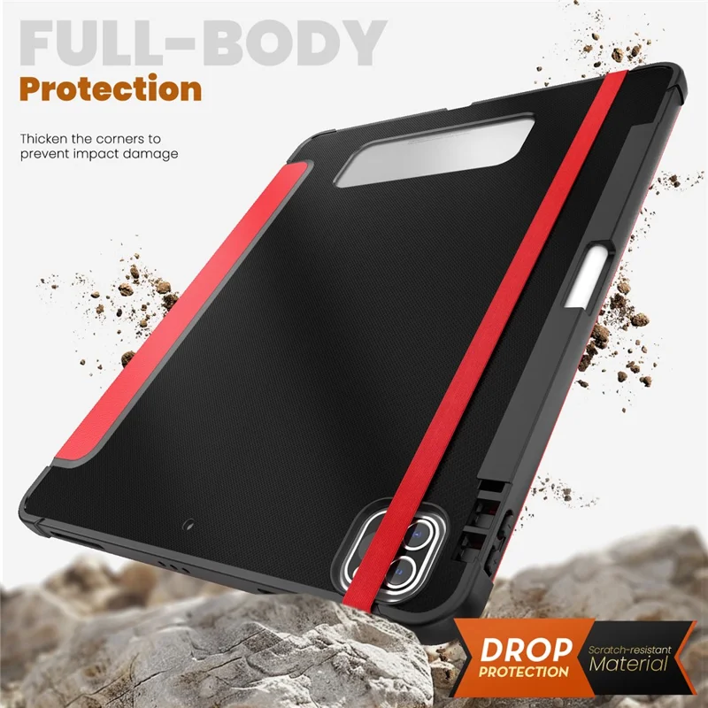 For iPad Pro 12.9 (2022) / (2021) / (2020) / (2018) Leather Case Dual Mode Stand Smart Tablet Cover - Red
