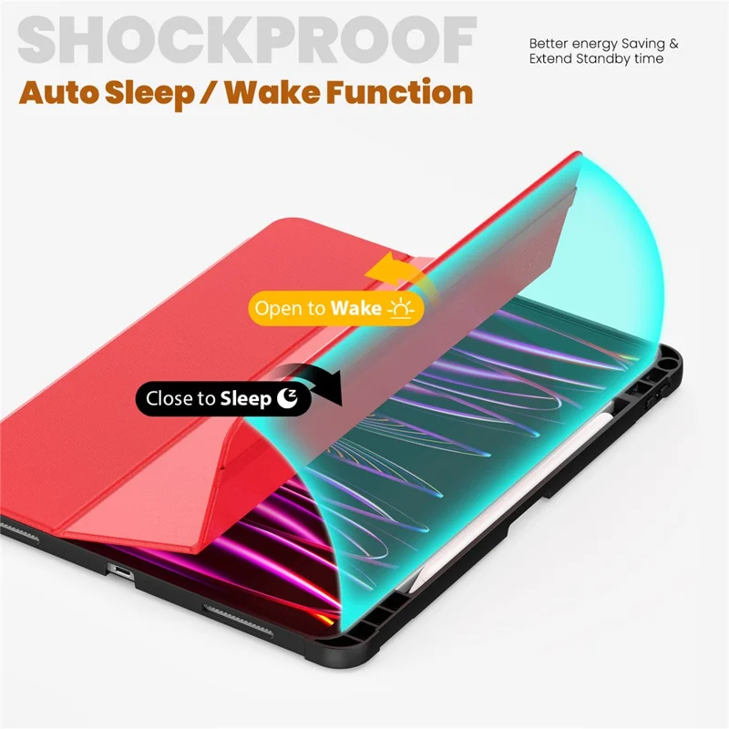 For iPad Pro 12.9 (2022) / (2021) / (2020) / (2018) Leather Case Dual Mode Stand Smart Tablet Cover - Red