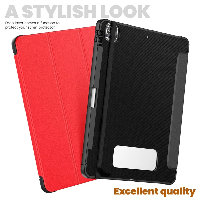 For iPad Pro 12.9 (2022) / (2021) / (2020) / (2018) Leather Case Dual Mode Stand Smart Tablet Cover - Red