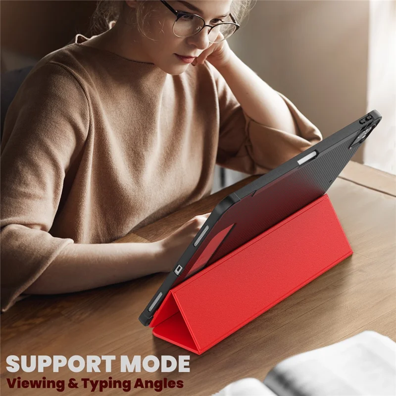 For iPad Pro 12.9 (2022) / (2021) / (2020) / (2018) Leather Case Dual Mode Stand Smart Tablet Cover - Red