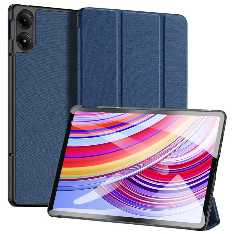 DUX DUCIS Domo Series for Xiaomi Redmi Pad Pro / Pad Pro 5G / Poco Pad 4G / Poco Pad 5G Leather Case Tri-Fold Stand with Pencil Holder - Blue