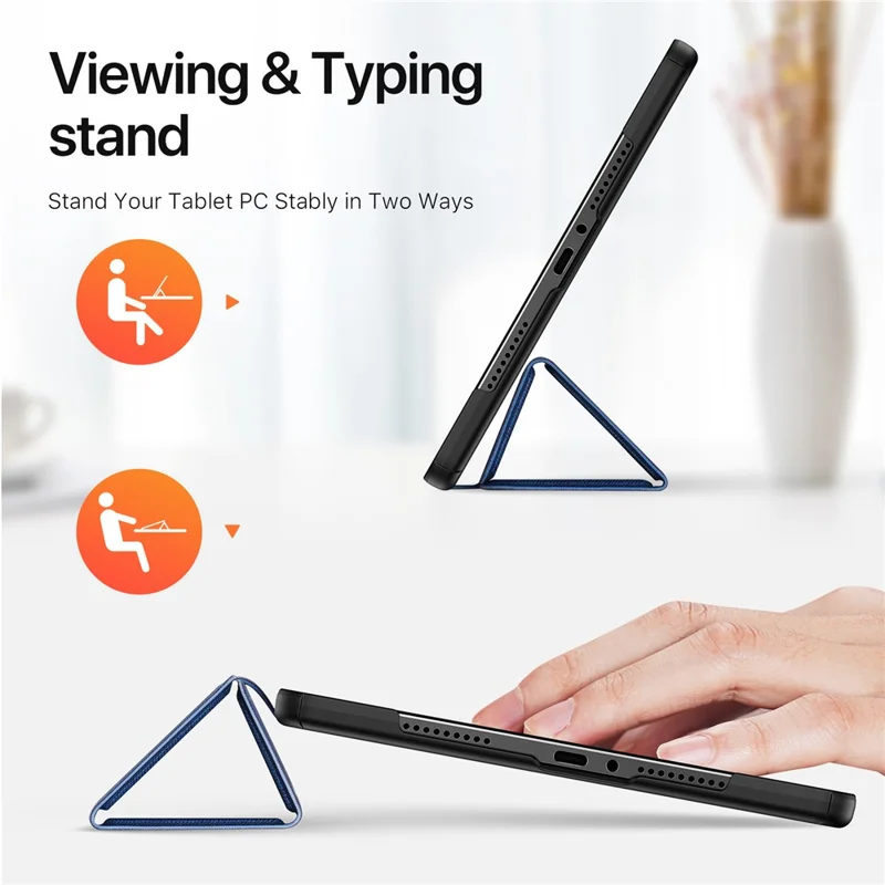 DUX DUCIS Domo Series for Xiaomi Redmi Pad Pro / Pad Pro 5G / Poco Pad 4G / Poco Pad 5G Leather Case Tri-Fold Stand with Pencil Holder - Blue