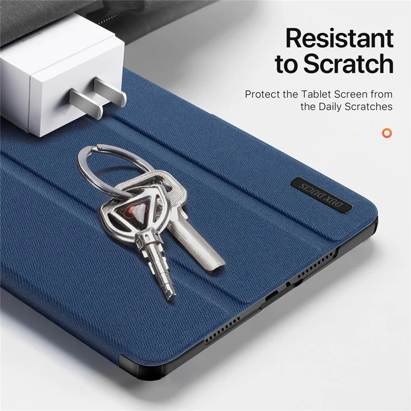 DUX DUCIS Domo Series for Xiaomi Redmi Pad Pro / Pad Pro 5G / Poco Pad 4G / Poco Pad 5G Leather Case Tri-Fold Stand with Pencil Holder - Blue
