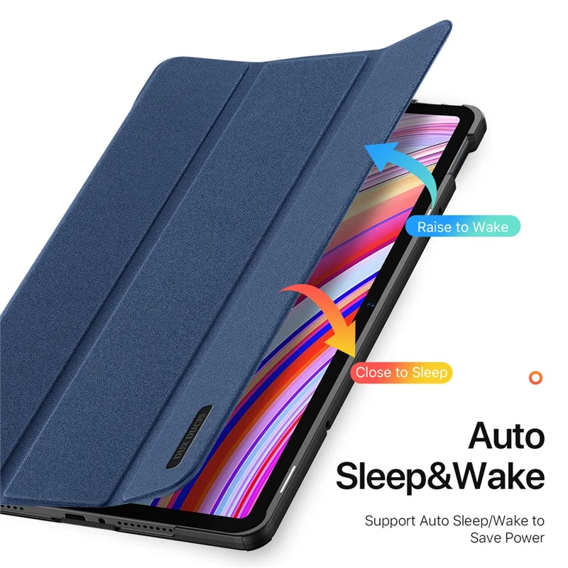 DUX DUCIS Domo Series for Xiaomi Redmi Pad Pro / Pad Pro 5G / Poco Pad 4G / Poco Pad 5G Leather Case Tri-Fold Stand with Pencil Holder - Blue