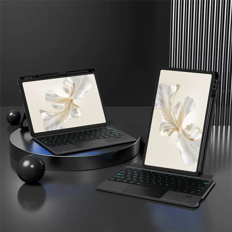 Étui en cuir For Honor Pad 9 Pro + clavier Bluetooth rétroéclairé avec pavé tactile