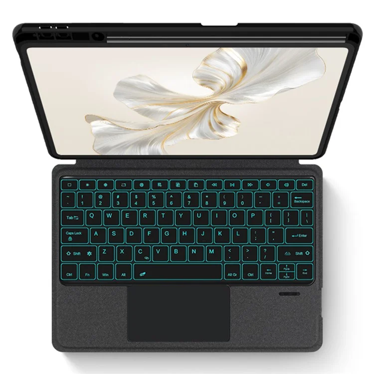Étui en cuir For Honor Pad 9 Pro + clavier Bluetooth rétroéclairé avec pavé tactile