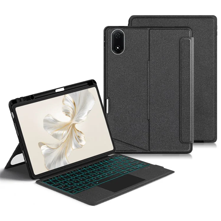 Étui en cuir For Honor Pad 9 Pro + clavier Bluetooth rétroéclairé avec pavé tactile