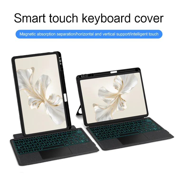 Étui en cuir For Honor Pad 9 Pro + clavier Bluetooth rétroéclairé avec pavé tactile