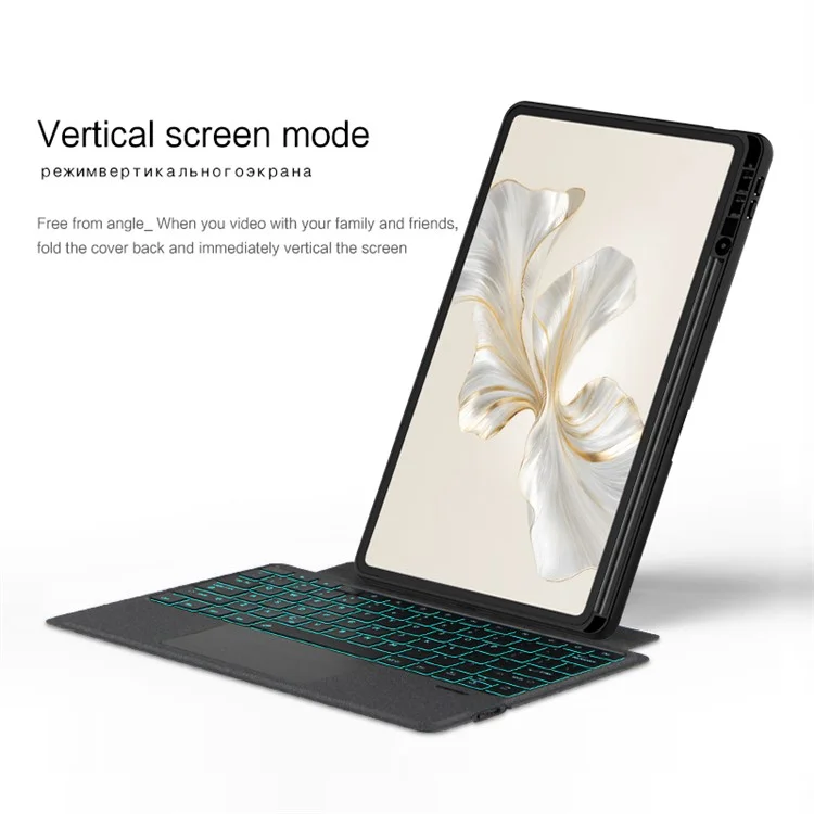 Étui en cuir For Honor Pad 9 Pro + clavier Bluetooth rétroéclairé avec pavé tactile