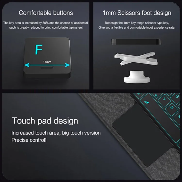 Étui en cuir For Honor Pad 9 Pro + clavier Bluetooth rétroéclairé avec pavé tactile