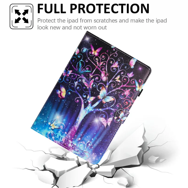 For Amazon Kindle Paperwhite (2015)/2 (2015)/3 (2015)/4 (2018) Leather Case Pattern Printing Card Holder Cover - Meteor Butterfly