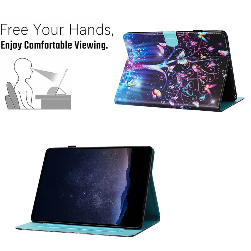 For Amazon Kindle Paperwhite (2015)/2 (2015)/3 (2015)/4 (2018) Leather Case Pattern Printing Card Holder Cover - Meteor Butterfly