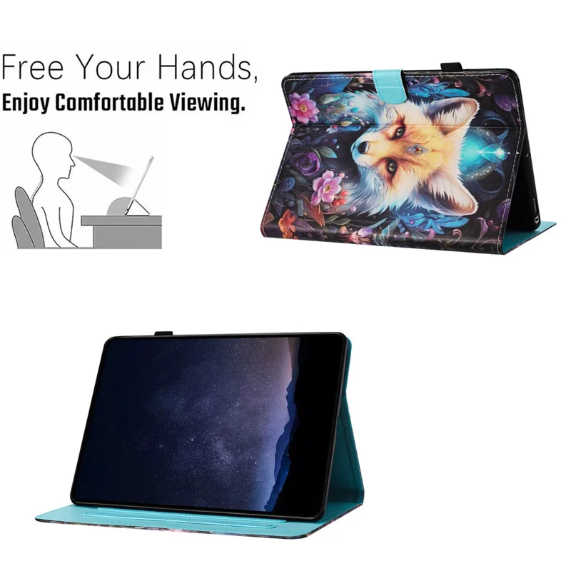 For Amazon Kindle Paperwhite (2015)/2 (2015)/3 (2015)/4 (2018) Leather Case Pattern Printing Card Holder Cover - Fox