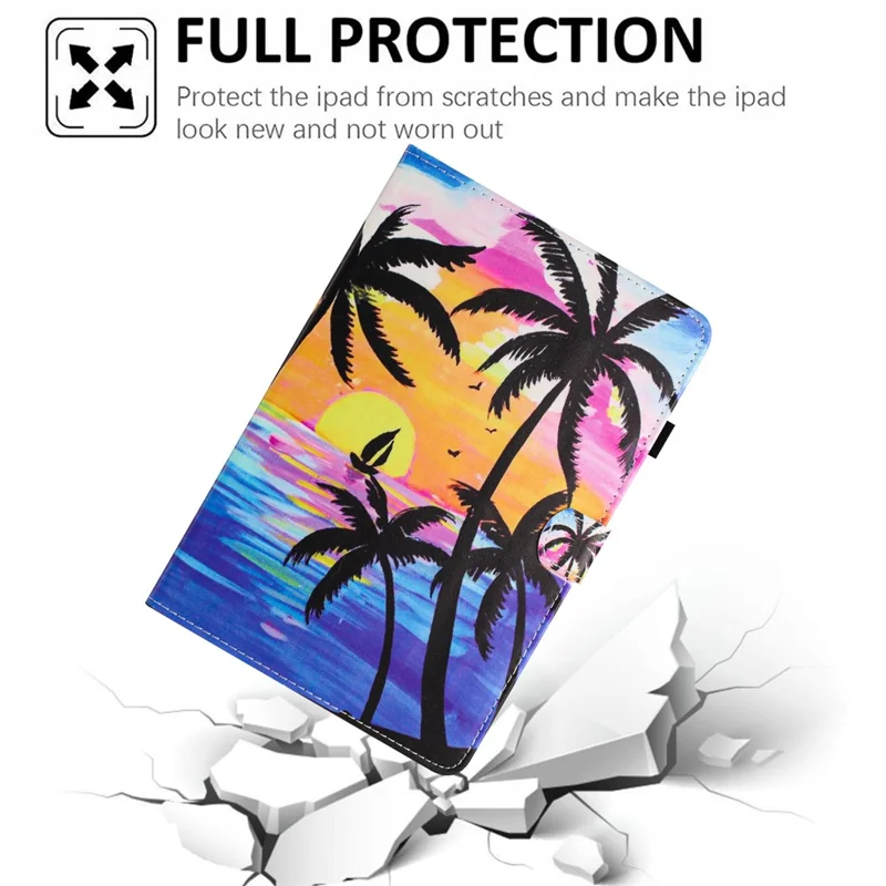 For Amazon Kindle Paperwhite 5 (2021) Case Pattern Printing PU Leather Stand Cover with Card Slots - Coconut Tree
