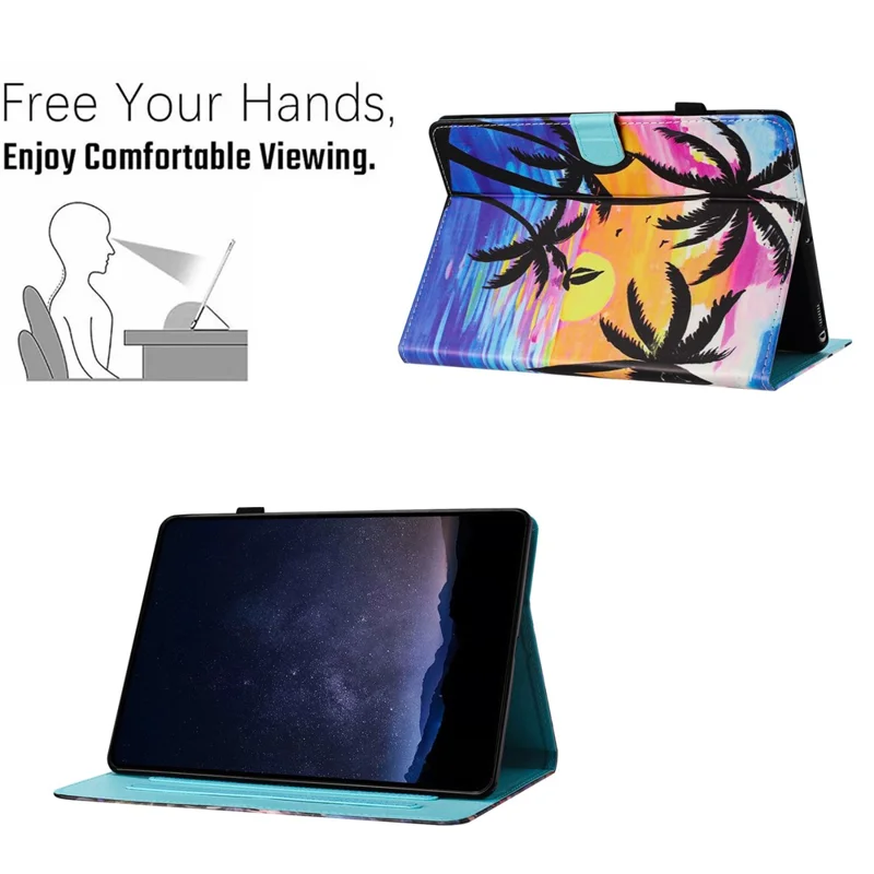 For Amazon Kindle Paperwhite 5 (2021) Case Pattern Printing PU Leather Stand Cover with Card Slots - Coconut Tree